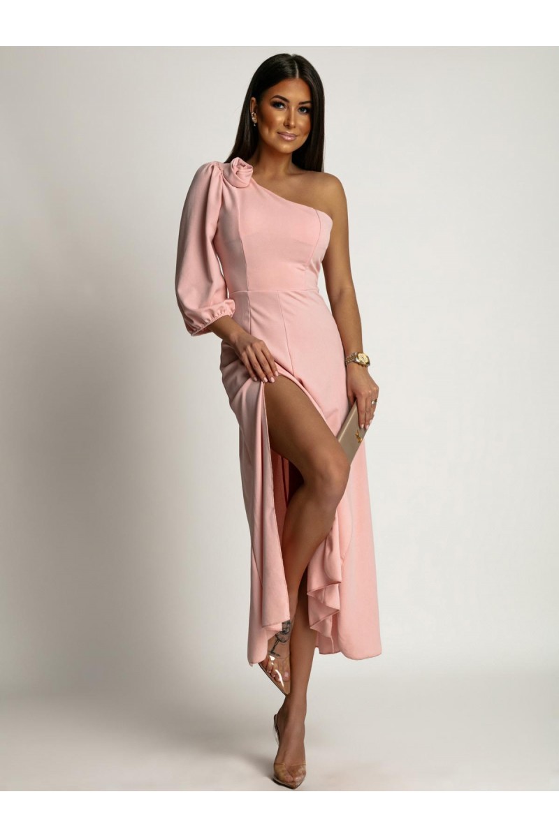 Ružové šaty ROSÉ SLEEVE — spredu